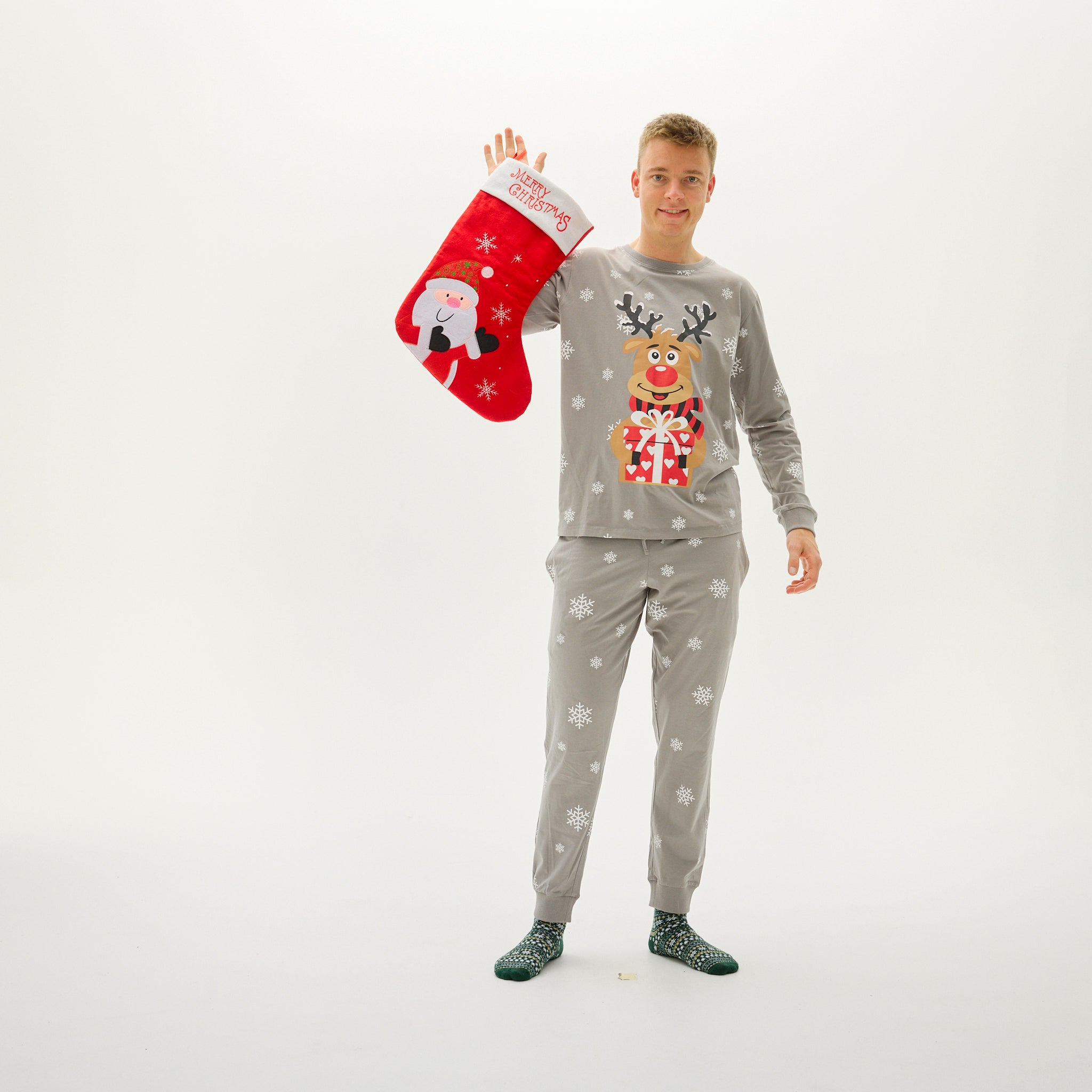 Rudolfs Cute Julpyjamas Grå - Herr.
